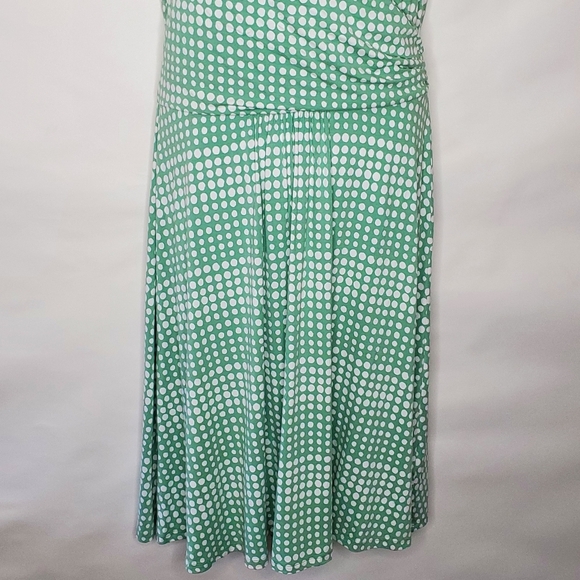 Boden Halter Neck Midi Dress Size 14 Polka Dot Green and White Stretch Viscose - Picture 4 of 15
